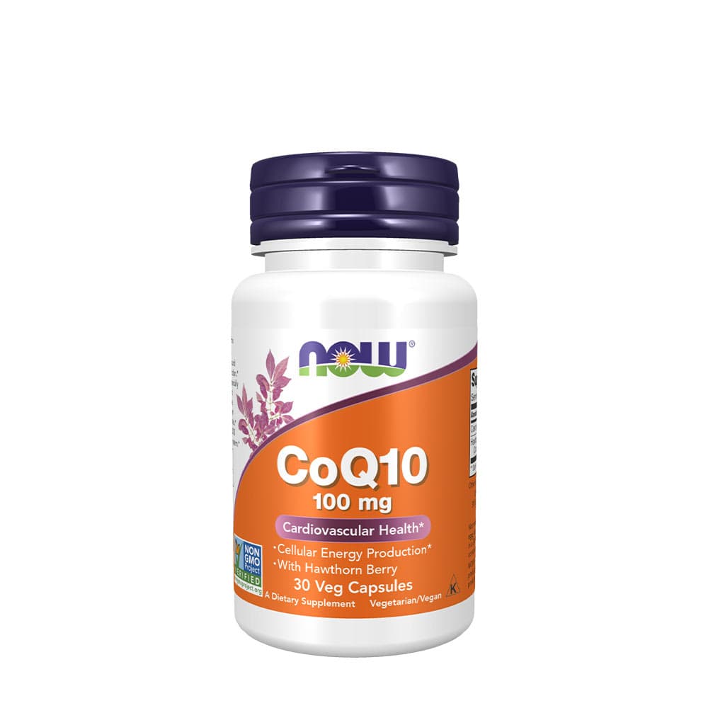 NOW Foods - CoQ10 With Hawthorn Berry 30 vegetabiliska kapslar – NOW Foods förpackning